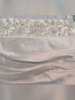 DaVinci Size 12 Beaded Satin Wedding Dress - White